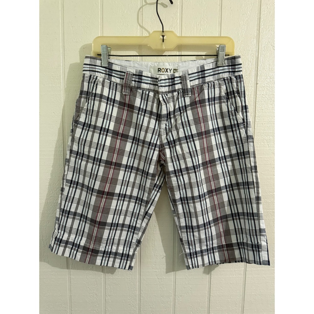 Roxy Women Plaid Bermuda Shorts Multi Color Cotton Size 5